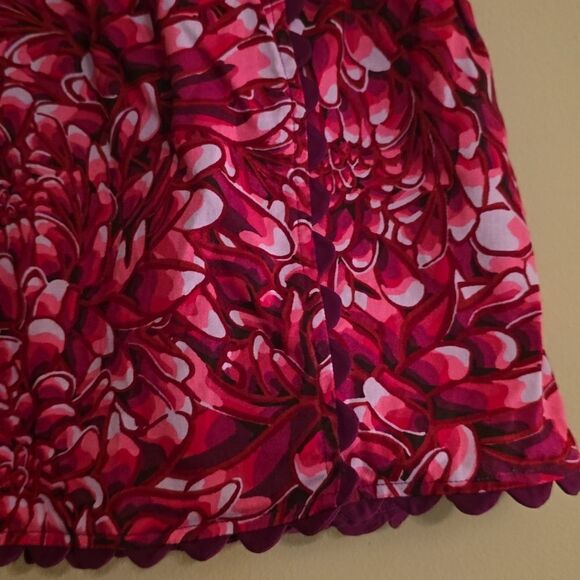 Kika Vargas Women's size 6‎ Hot pink Floral Mock Wrap Zip Mini Skirt pockets - Picture 2 of 8